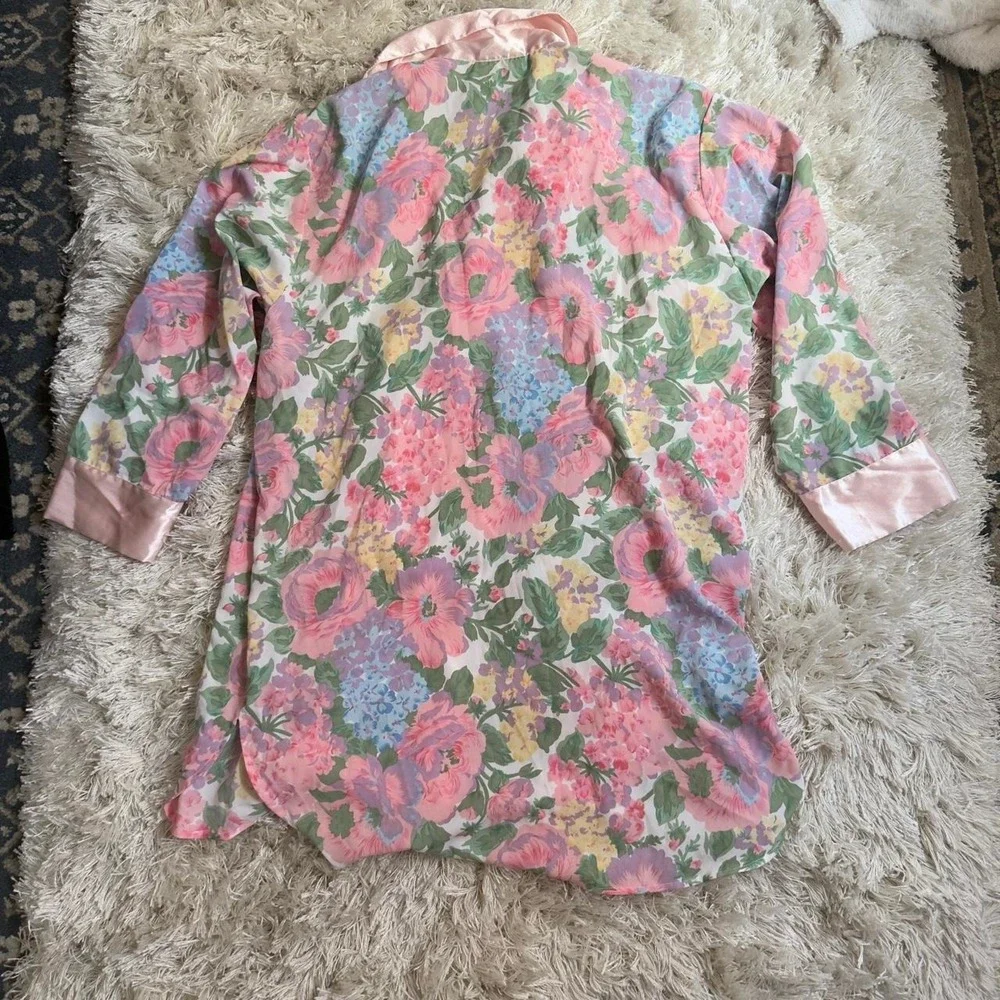 Vintage 90s Victoria's Secret floral sheer robe duster oversized satin fairy S